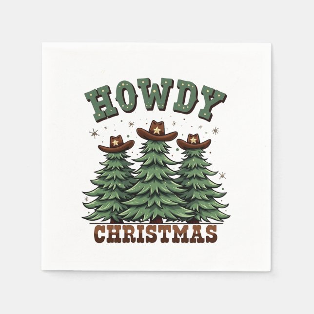 Howdy Christmas Cactus Western Xmas  Napkin (Front)