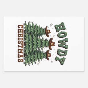 Howdy Christmas Cactus Western Xmas  Wrapping Paper Sheet