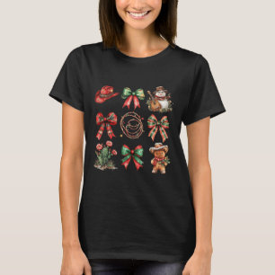 Howdy Christmas Coquette Bow Snowman Gingerbread C T-Shirt