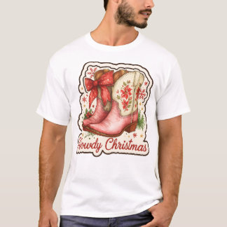 Howdy Christmas Cowboy Boots Holiday T-Shirt