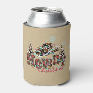 Howdy Christmas   Cowboy Christmas Tree Can Cooler