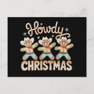 Howdy Christmas Cowboy Gingerbread Dabbing Xmas Holiday Postcard