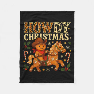 Howdy Christmas Cowboy Gingerbread Design Fleece Blanket
