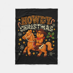 Howdy Christmas Cowboy Gingerbread Design Fleece Blanket