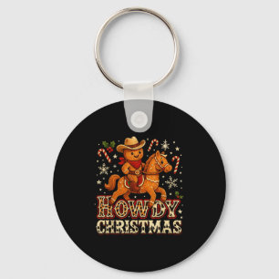 Howdy Christmas Cowboy Gingerbread Design  Key Ring