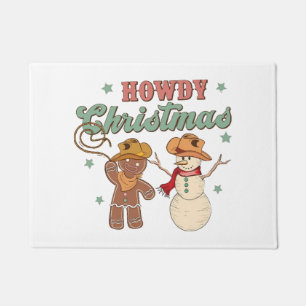 Howdy Christmas Cowboy Snowman Western Funny Doormat