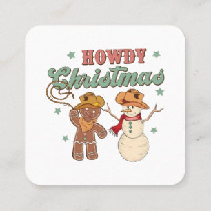 Howdy Christmas Cowboy Snowman Western Funny Square Business Card