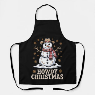 Howdy Christmas Cowboy Snowman Western Winter Xmas Apron