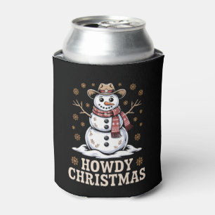 Howdy Christmas Cowboy Snowman Western Winter Xmas Can Cooler