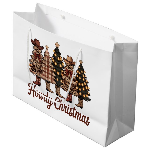 Howdy Christmas  Large Gift Bag (Front Angled)