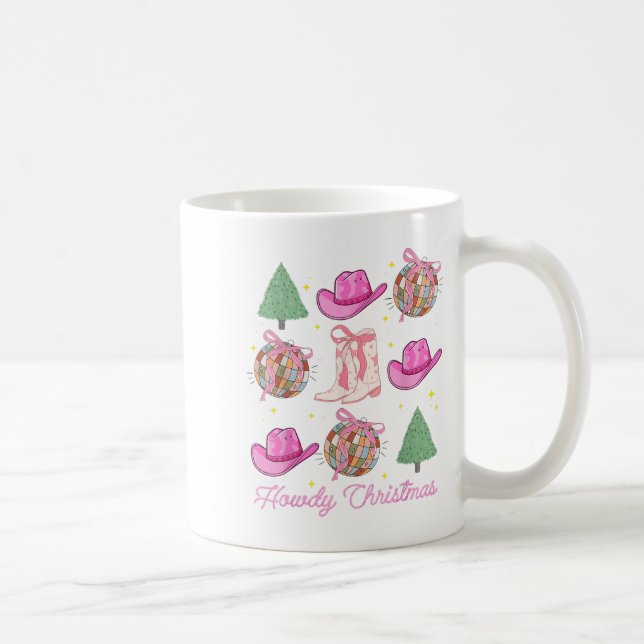 Howdy Christmas Nk Coquette Bow Xmas Tree Western  Coffee Mug (Right)