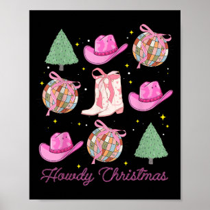 Howdy Christmas Nk Coquette Bow Xmas Tree Western Poster