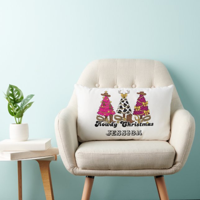 Howdy Christmas Pillow – Custom Western Decor (Chair)