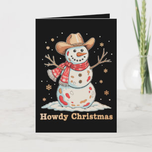 Howdy Christmas Snowman Western Cowboy Xmas Snow Card