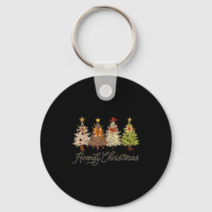 Howdy Christmas Tree Coquette Bow Western Cowboy C Key Ring