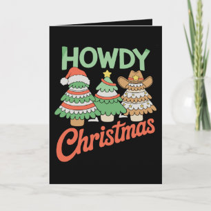 Howdy Christmas Tree Cowboy Western Cakes Xmas Card