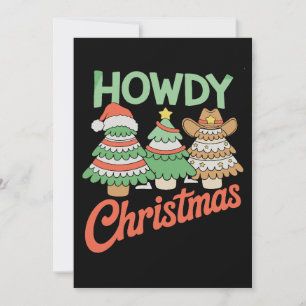 Howdy Christmas Tree Cowboy Western Cakes Xmas Invitation