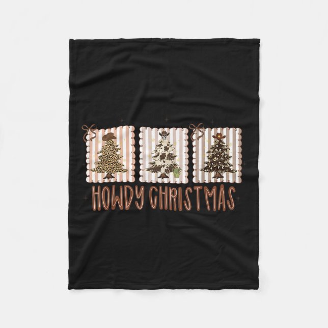 Howdy Christmas Western Country Coquette Bow Xmas  Fleece Blanket (Front)