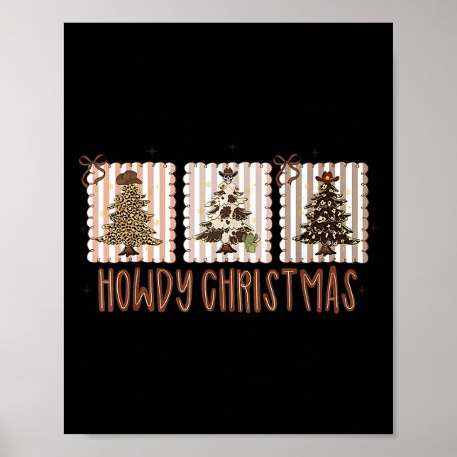Howdy Christmas Western Country Coquette Bow Xmas  Poster (Front)