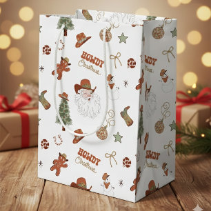Howdy Christmas Western Cowboy Medium Gift Bag