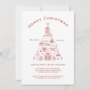 Howdy Christmas Western Ho Down Christmas Party  Invitation
