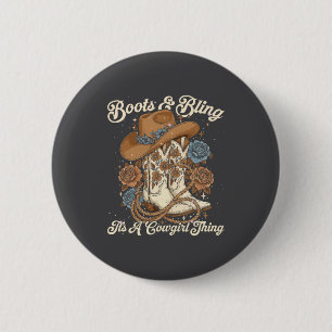 Howdy Country Rodeo Boots &amp; Bling Its A Cowgir 6 Cm Round Badge