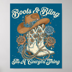 Howdy Country Rodeo Boots &amp; Bling Its A Cowgir Poster