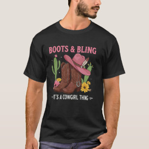 Howdy Country Rodeo Girl Western Boots & Bling its T-Shirt