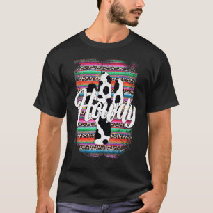 HOWDY Cow Leopard Cactus Serape Cactus print Turq T-Shirt