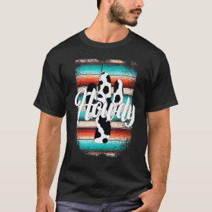 HOWDY Cow pattern Cactus Serape Cactus print Turq T-Shirt