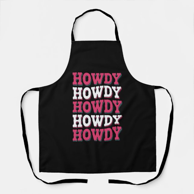 Howdy Cow Western Country Vintage Cowgirl  Apron (Front)