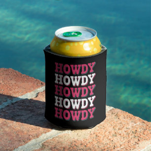 Howdy Cow Western Country Vintage Cowgirl Can Cooler