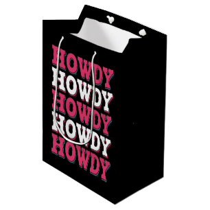 Howdy Cow Western Country Vintage Cowgirl Medium Gift Bag