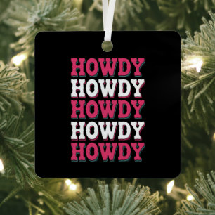 Howdy Cow Western Country Vintage Cowgirl Metal Tree Decoration