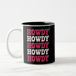 Howdy Cow Western Country Vintage Cowgirl Two-Tone Coffee Mug