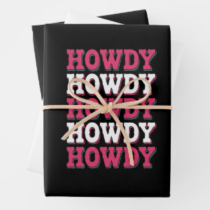 Howdy Cow Western Country Vintage Cowgirl  Wrapping Paper Sheet