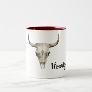 Howdy Cowboy Bullhorns Two-Tone Coffee Mug