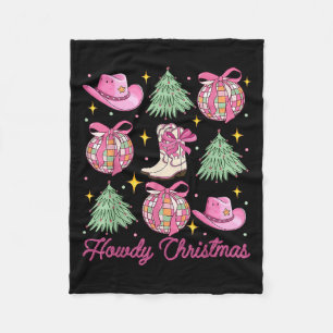 Howdy Cowboy Christmas Western Country Coquette Di Fleece Blanket