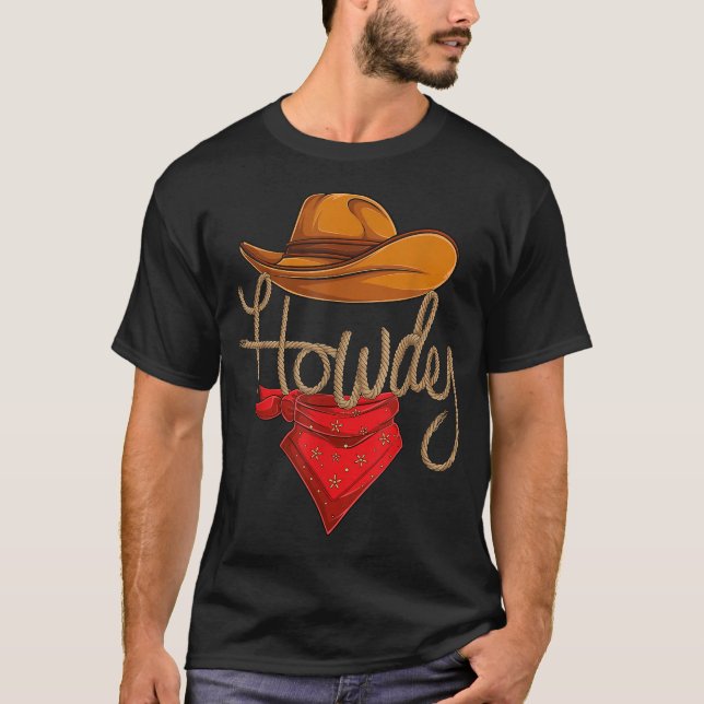 Howdy Cowboy Cowgirl Western Country  T-Shirt (Front)