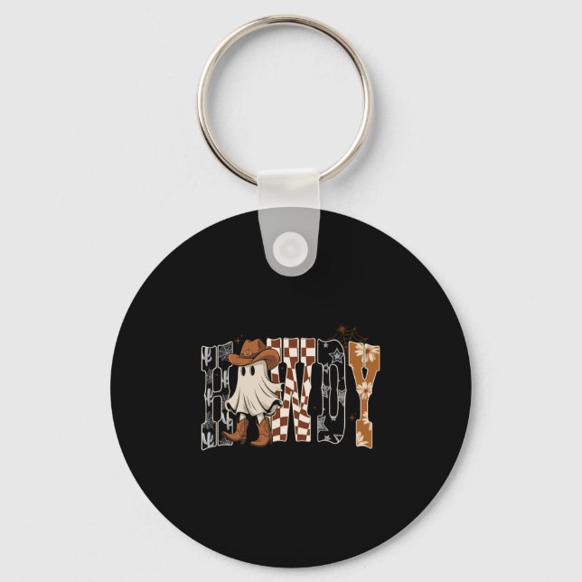 Howdy, Cowboy Ghost, Soky Halloween Funny Gift Tee Key Ring (Front)