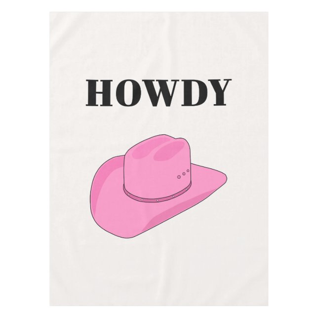 Howdy Cowboy Hat Pink Tablecloth (Front)