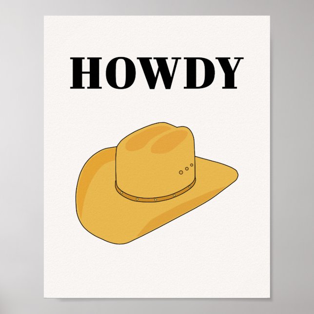 Howdy Cowboy Hat Yellow Poster (Front)