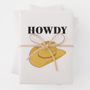 Howdy Cowboy Hat Yellow Wrapping Paper Sheet