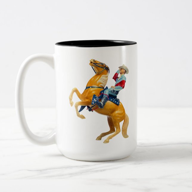 Howdy Cowboy on a Horse Two-Tone Coffee Mug (Left)