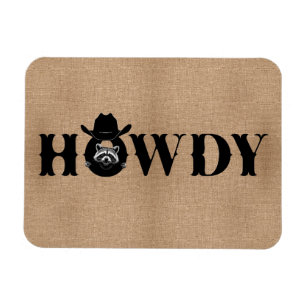 Howdy Cowboy Racoon Funny Fridge Magnet