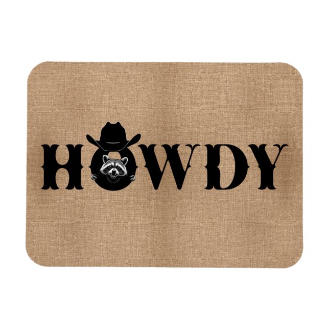 Howdy Cowboy Racoon Funny Fridge Magnet (Horizontal)