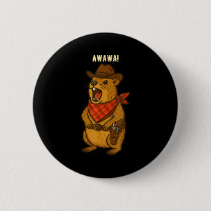 Howdy Cowboy Rock Hyrax Awawa Western Funny _2  6 Cm Round Badge
