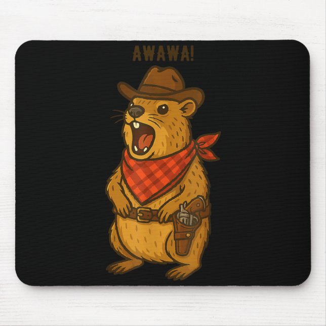 Howdy Cowboy Rock Hyrax Awawa Western Funny _2  Mouse Mat (Front)
