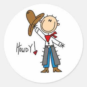 Howdy! Cowboy Stick Figure Sticker