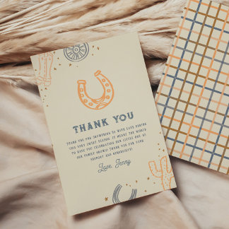 Howdy Cowboy Western Baby Shower Thank You Card